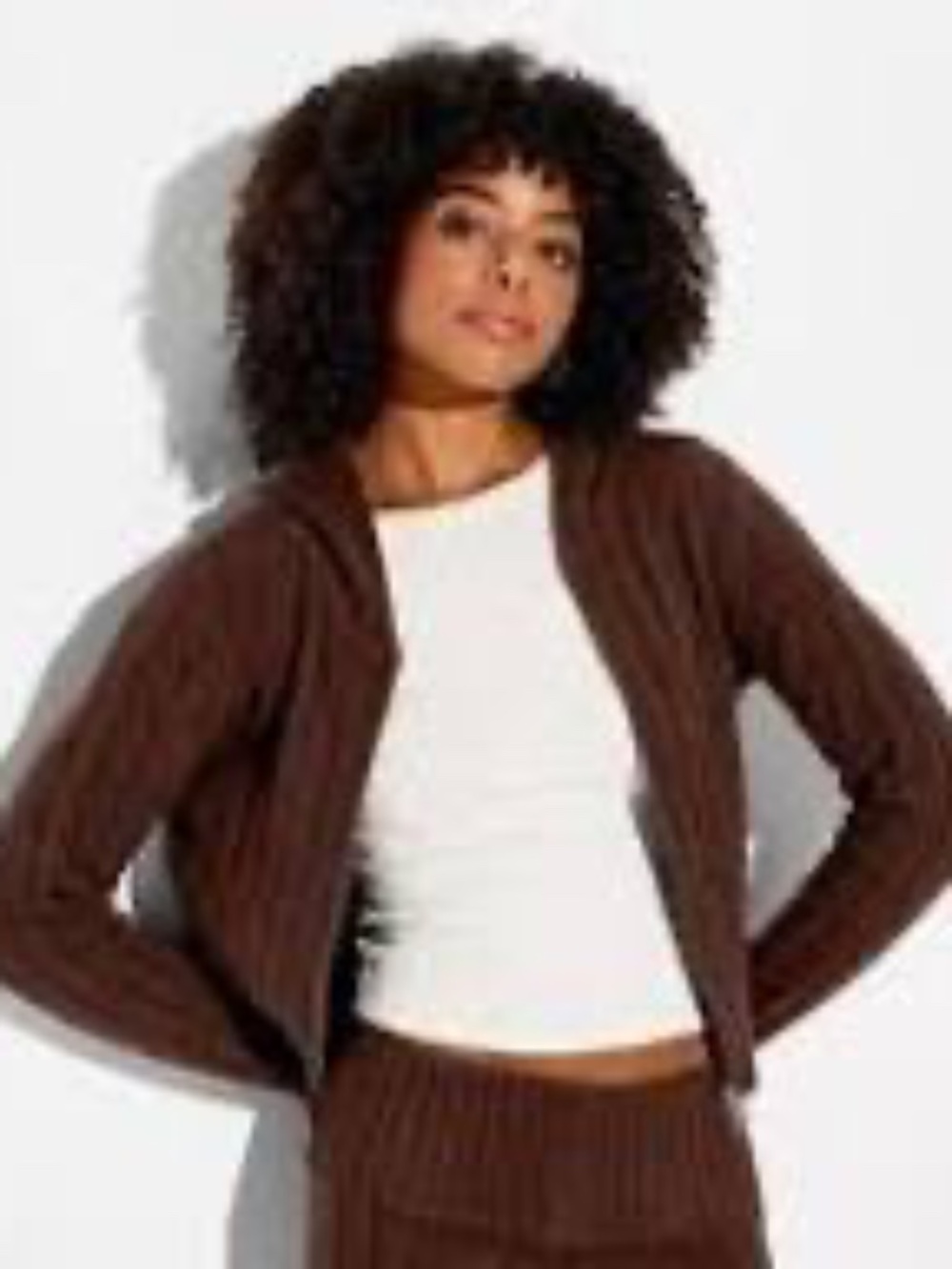 Women's Cable Zip Hoodie Cardigan - Wild Fable Brown XS